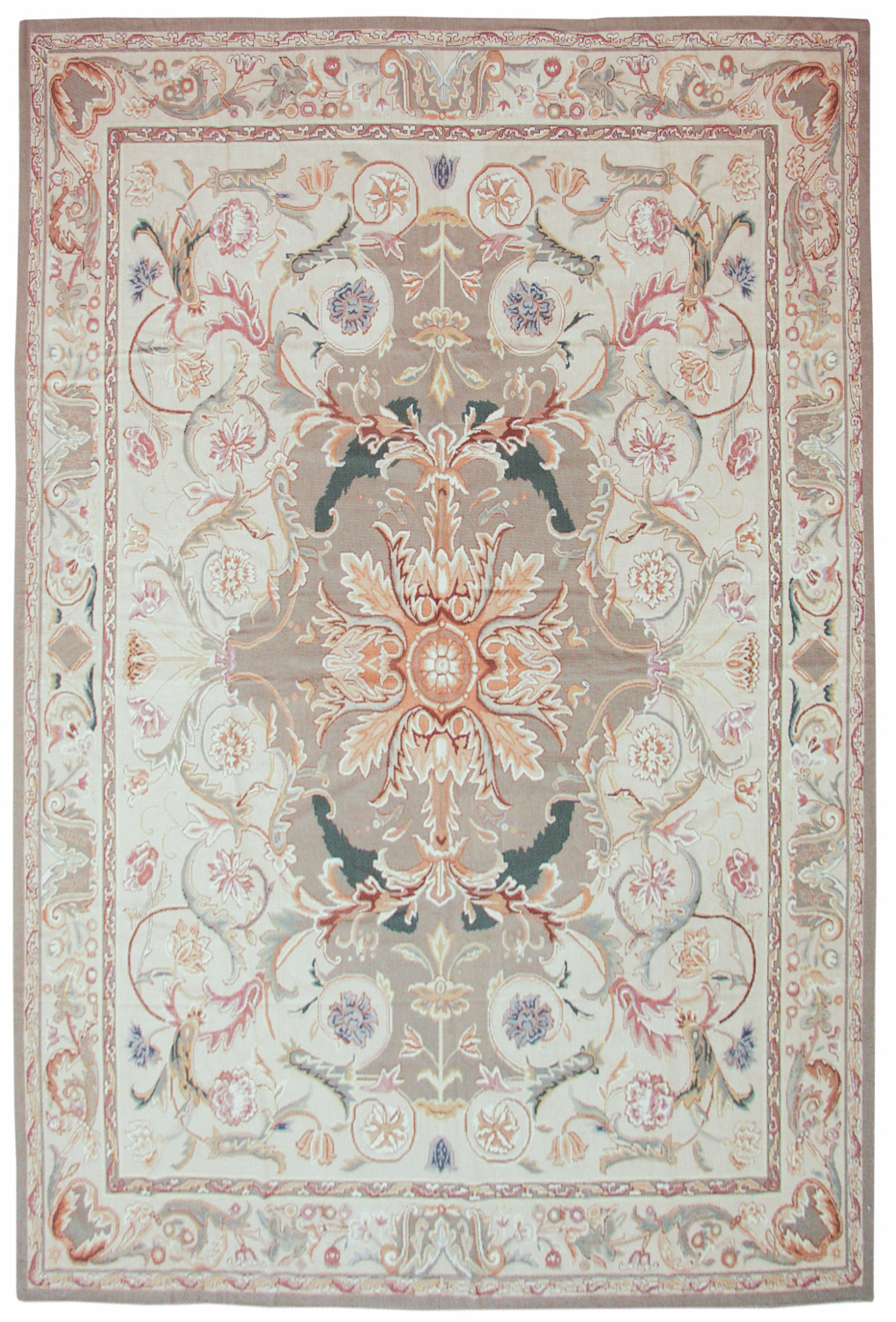 RRA 8x10 Fine Needlepoint European Floral Medallion Design Ivory Rug 13930 eBay