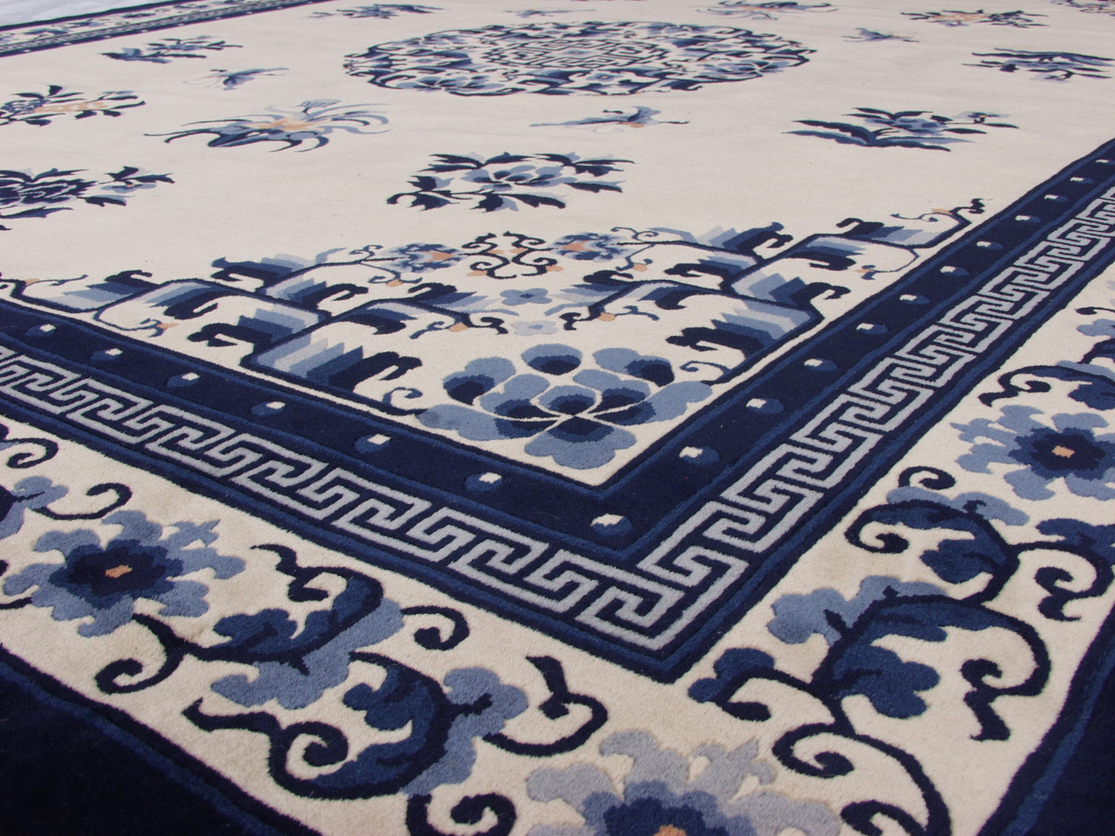 RRA 8x10 Chinese Antique Peking Design Ivory Cobalt Blue Rug 17845 | eBay