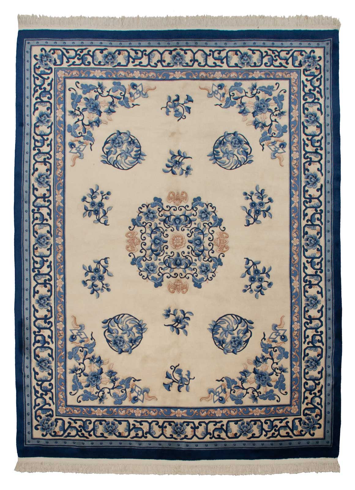 RRA 9x12 Chinese Peking Design Ivory/Cobalt Blue Rug 018448 eBay